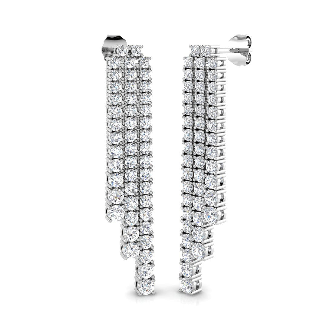 Lab-grown diamond graduated fringe drop earrings in 9ct White Gold