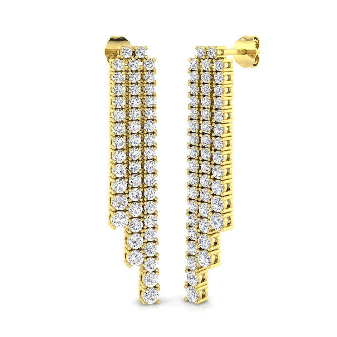 Lab-grown diamond graduated fringe drop earrings in 9ct Yellow Gold
