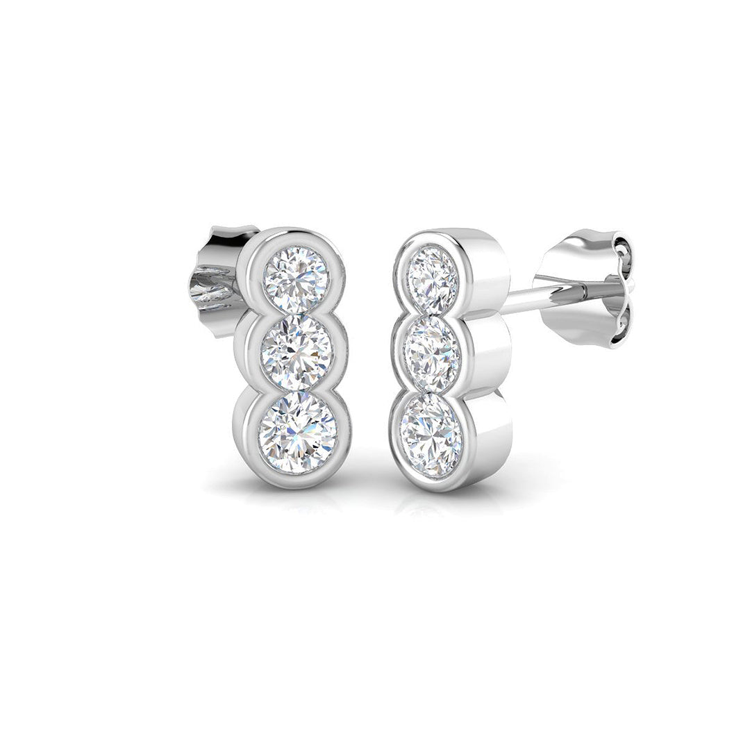 Lab-grown diamond bezel trilogy drop earrings in 9ct White Gold