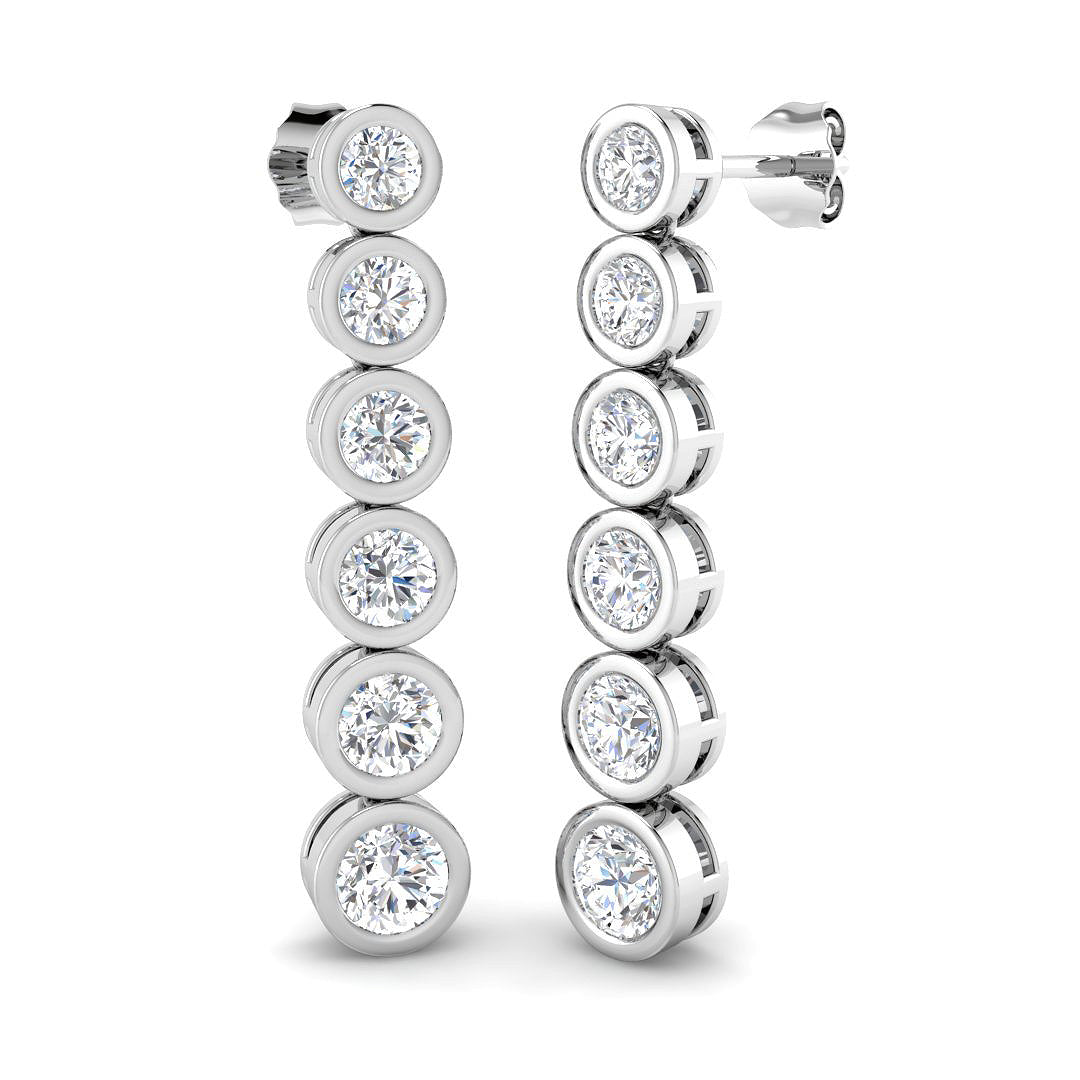 Lab-grown diamond graduated bezel drop earrings in 18ct White Gold
