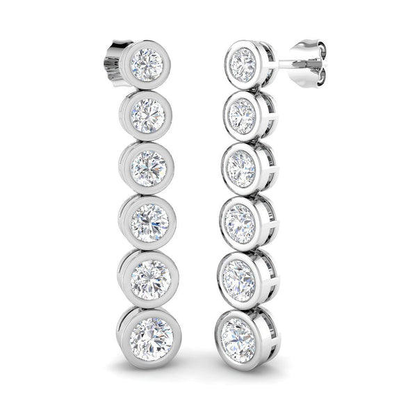 3.1ct Lab-Grown Diamond Graduated Bezel Drop Earrings