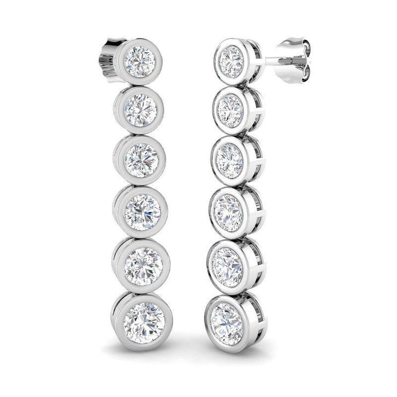 3.10ct Lab-Grown Diamond Graduated Bezel Drop Earrings