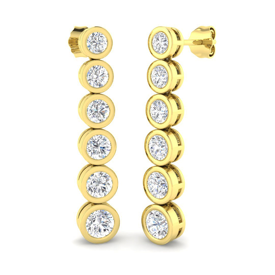 Lab-grown diamond graduated bezel drop earrings in 9ct Yellow Gold