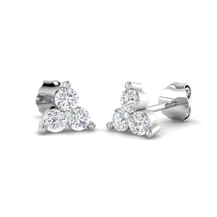 Lab-grown diamond round trio drop earrings in 9ct White Gold