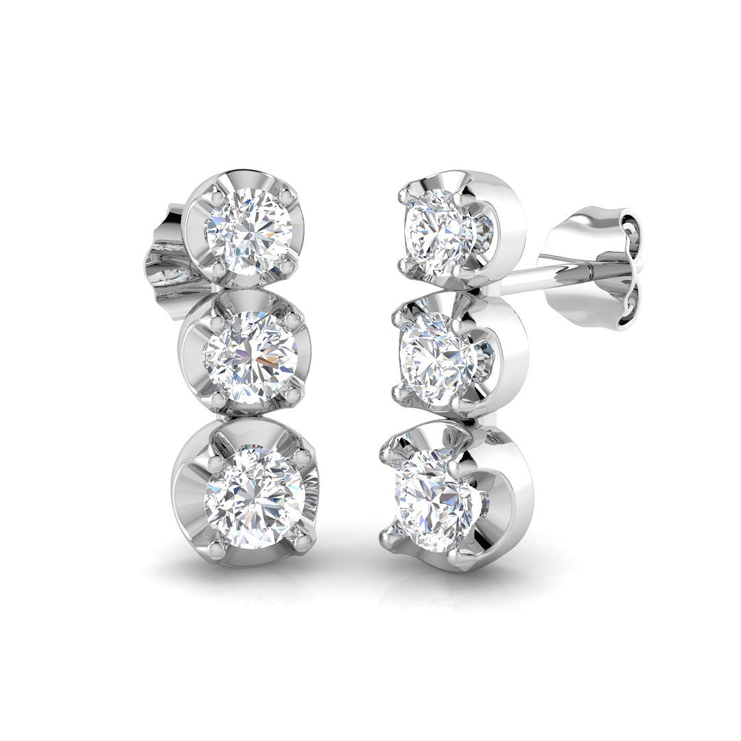 Lab-grown diamond illusion trilogy drop earrings in 9ct White Gold