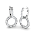 Lab-grown diamond circle hoop drop earrings in 9ct White Gold