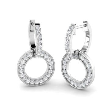 Lab-grown diamond circle hoop drop earrings in 9ct White Gold