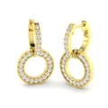 Lab-grown diamond circle hoop drop earrings in 9ct Yellow Gold
