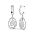 Lab-grown diamond pear-shaped cluster halo hoop drop earrings in 9ct White Gold