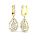 Lab-grown diamond pear-shaped cluster halo hoop drop earrings in 9ct Yellow Gold