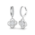Lab-grown diamond clover hoop drop earrings in 9ct White Gold