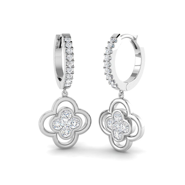 1.04ct Lab-Grown Diamond Clover Hoop Drop Earrings