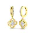 Lab-grown diamond clover hoop drop earrings in 9ct Yellow Gold
