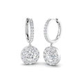 Lab-grown diamond round halo hoop drop earrings in 9ct White Gold
