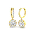 Lab-grown diamond round halo hoop drop earrings in 9ct Yellow Gold