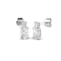 Lab-grown diamond oval and round two-stone drop earrings in 9ct White Gold