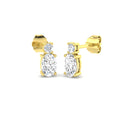 Lab-grown diamond oval and round two-stone drop earrings in 9ct Yellow Gold