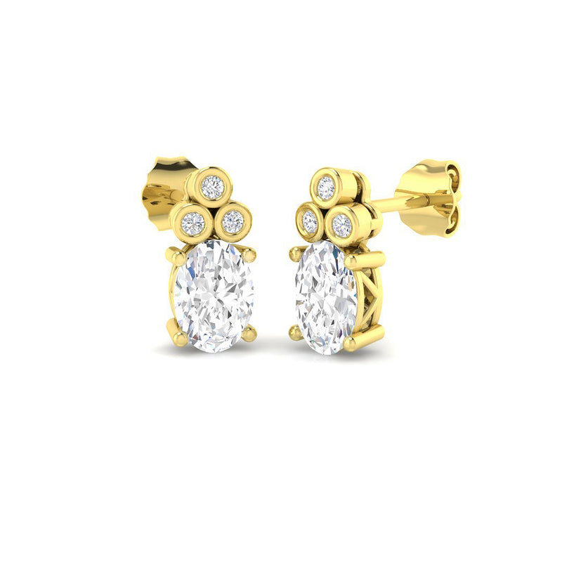 1.4ct Lab-Grown Diamond Oval and Trio Drop Earrings
