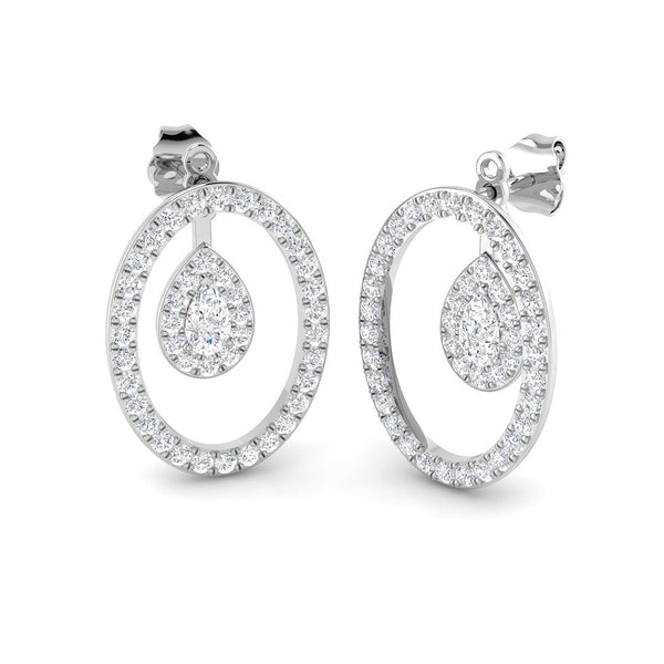 1.35ct Lab-Grown Diamond Pear Halo in Oval Drop Earrings