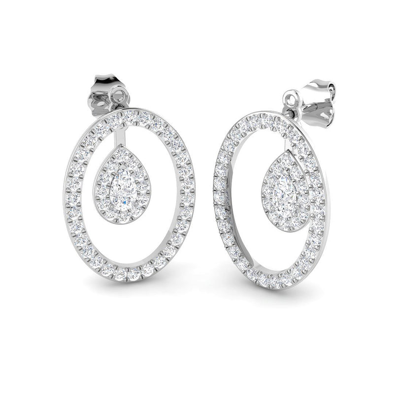 1.35ct Lab-Grown Diamond Pear Halo in Oval Drop Earrings
