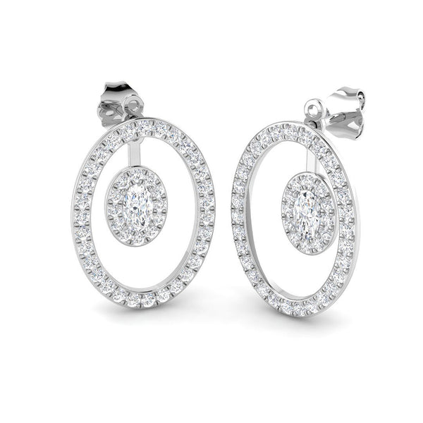 1.37ct Lab-Grown Diamond Oval Halo in Oval Drop Earrings