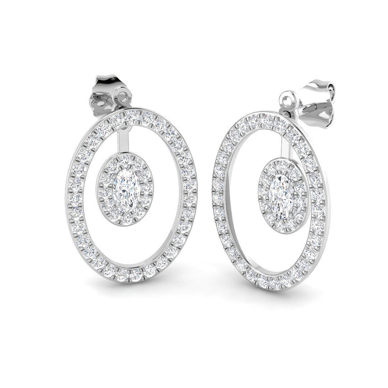 1.37ct Lab-Grown Diamond Oval Halo in Oval Drop Earrings