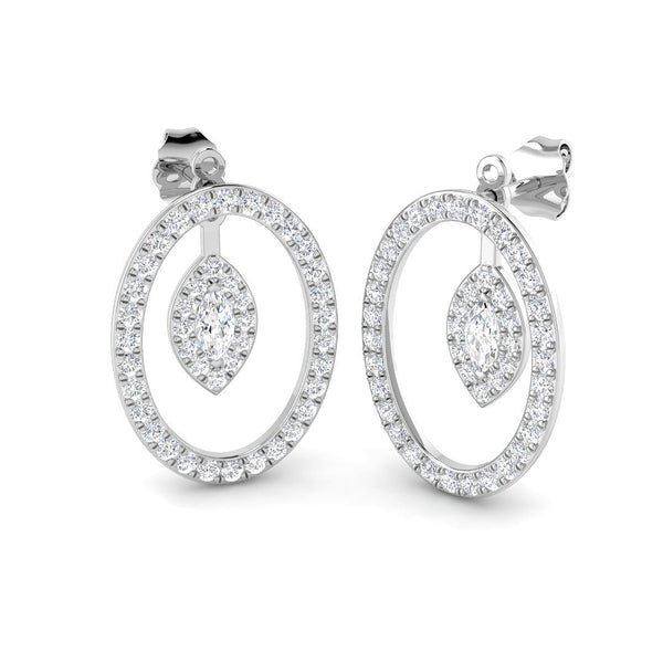 1.23ct Lab-Grown Diamond Marquise Halo in Oval Drop Earrings