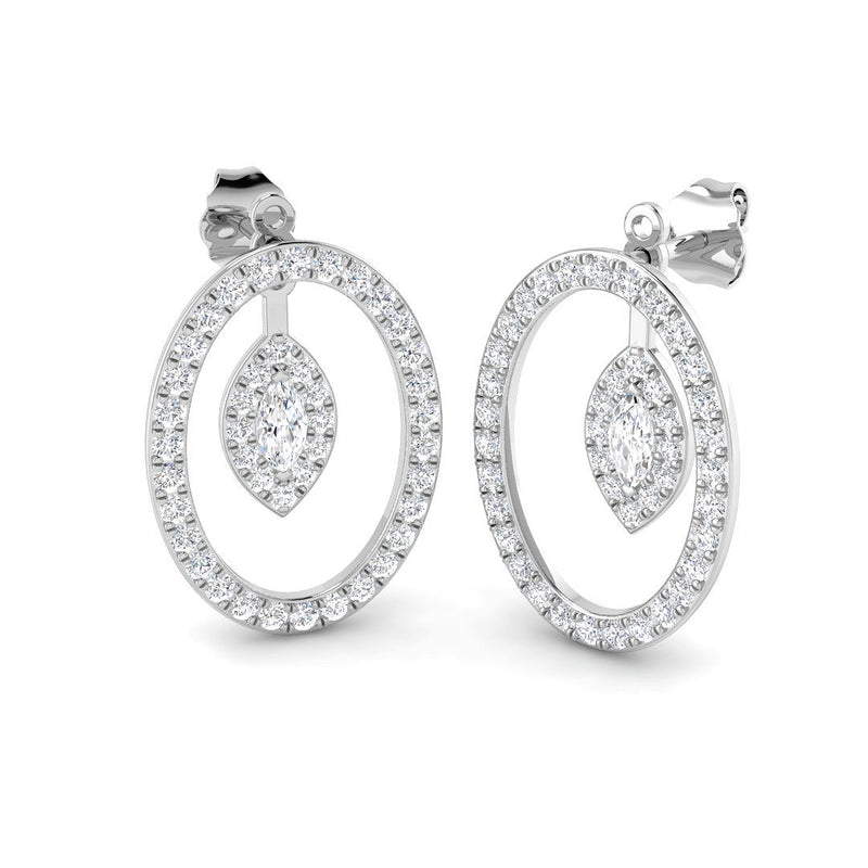 1.23ct Lab-Grown Diamond Marquise Halo in Oval Drop Earrings