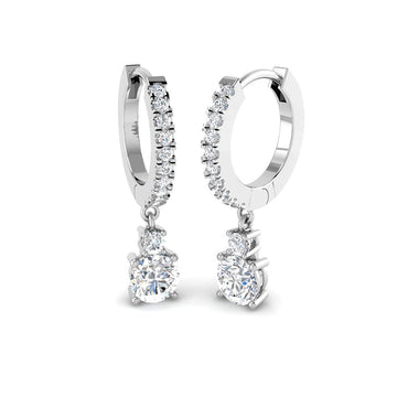 Lab-grown diamond diamond hoop and two-stone drop earrings in 9ct White Gold