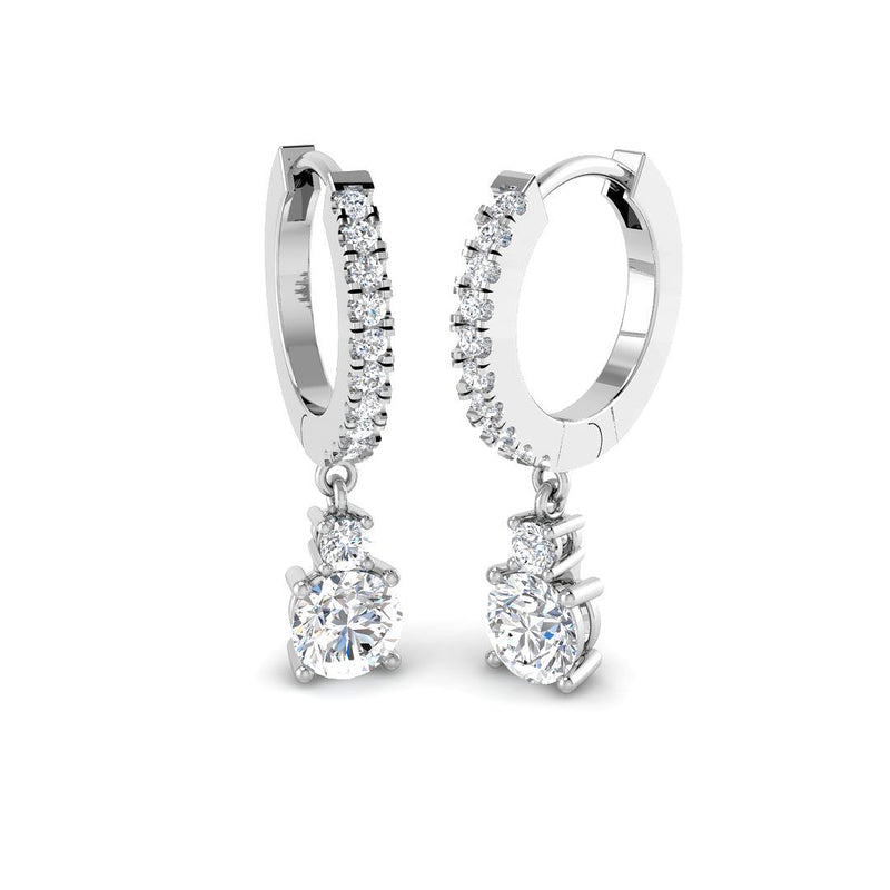 1.33ct Lab-Grown Diamond Diamond Hoop and Two-Stone Drop Earrings