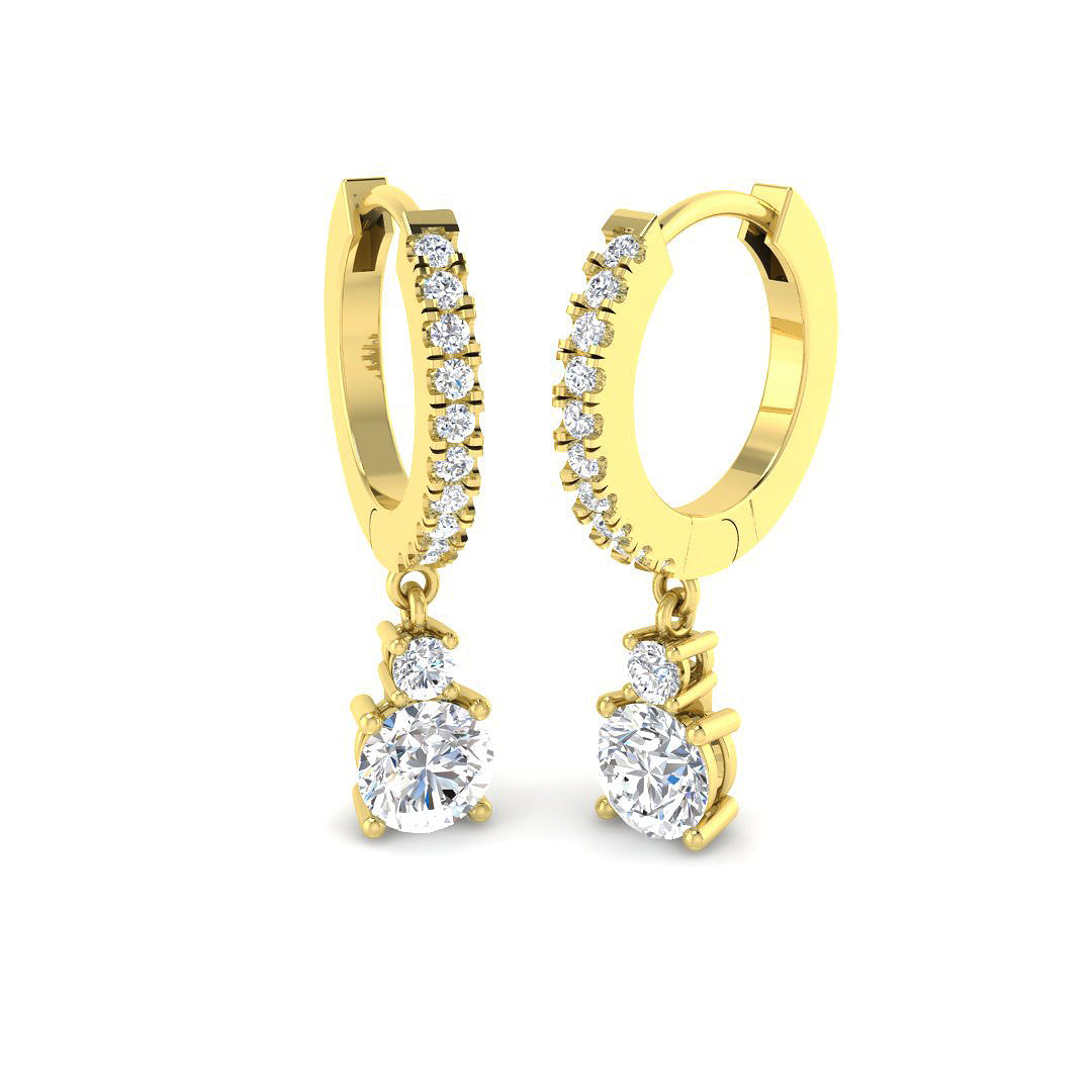 Lab-grown diamond diamond hoop and two-stone drop earrings in 9ct Yellow Gold