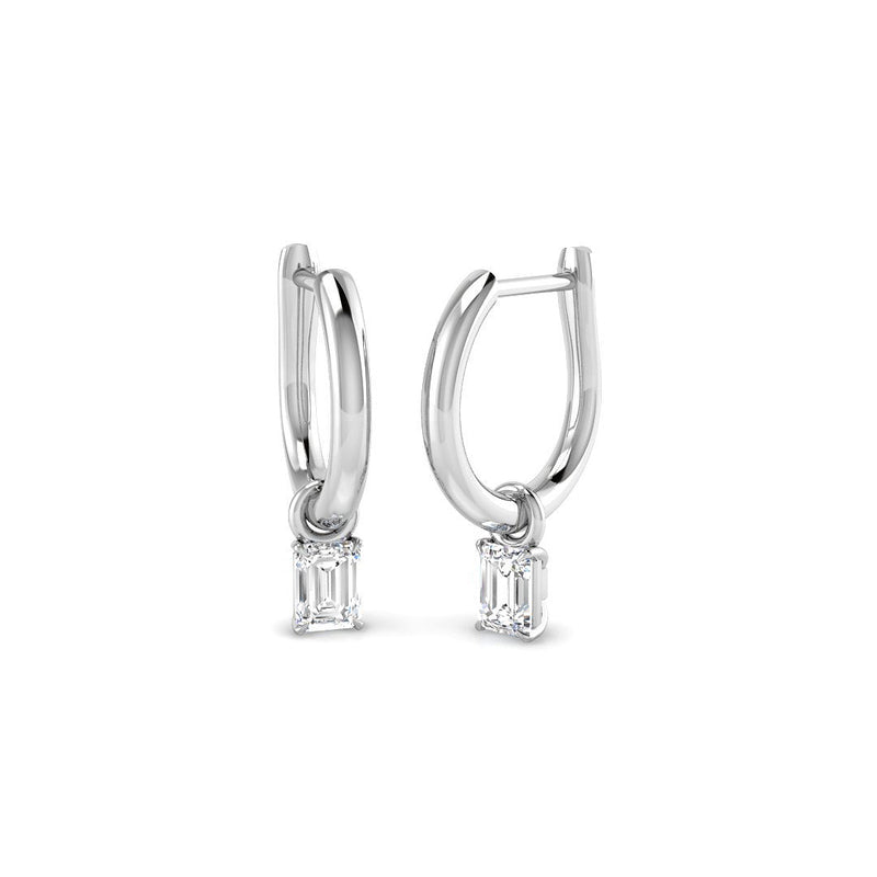 0.46ct Lab-Grown Diamond Emerald-Cut Solitaire Hoop Drop Earrings