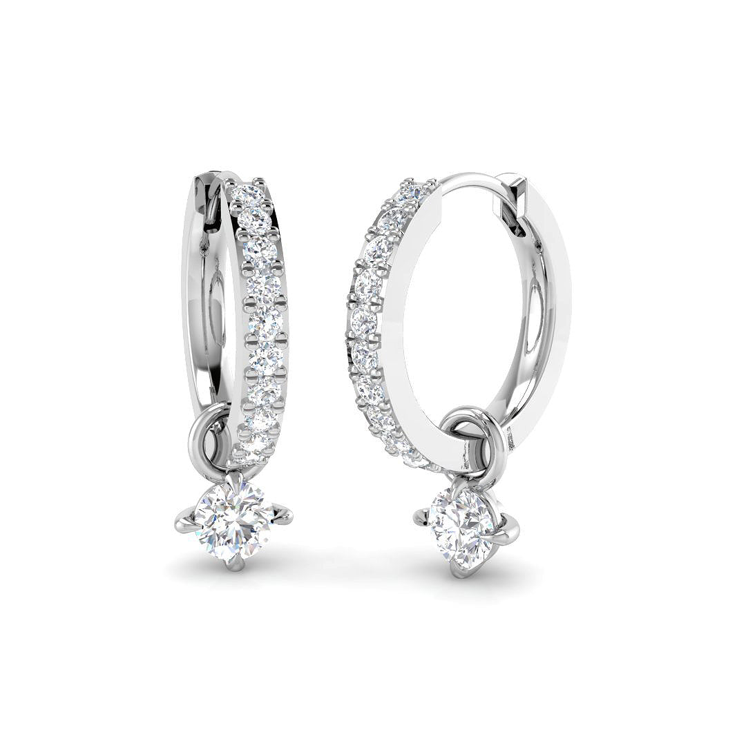 Lab-grown diamond diamond hoop and round drop earrings in 9ct White Gold