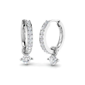Lab-grown diamond diamond hoop and round drop earrings in 9ct White Gold