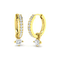 Lab-grown diamond diamond hoop and round drop earrings in 9ct Yellow Gold