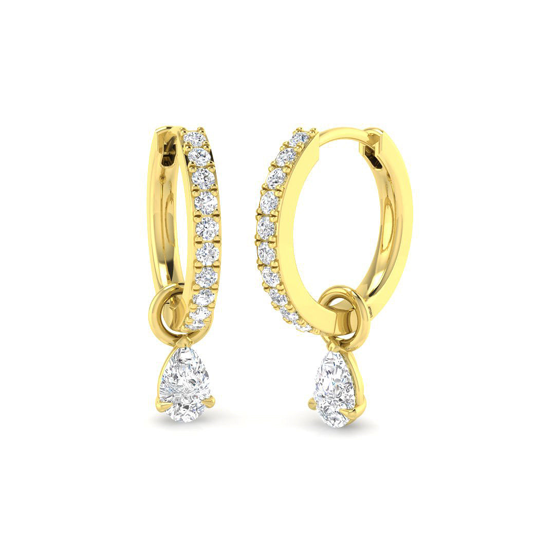 Lab-grown diamond diamond hoop and pear drop earrings in 9ct Yellow Gold