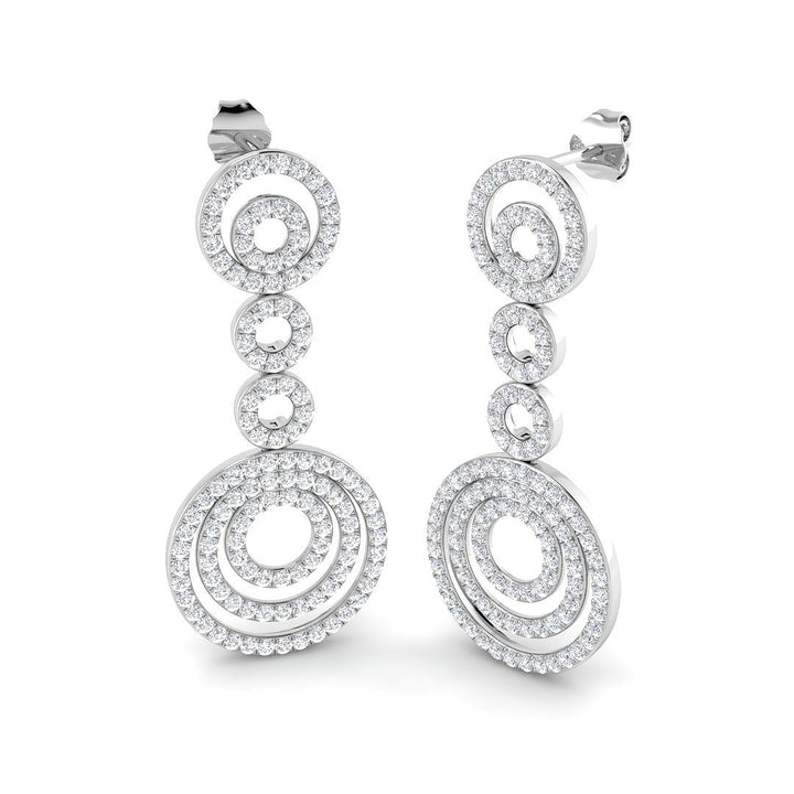 Lab-grown diamond concentric circle drop earrings in 9ct White Gold