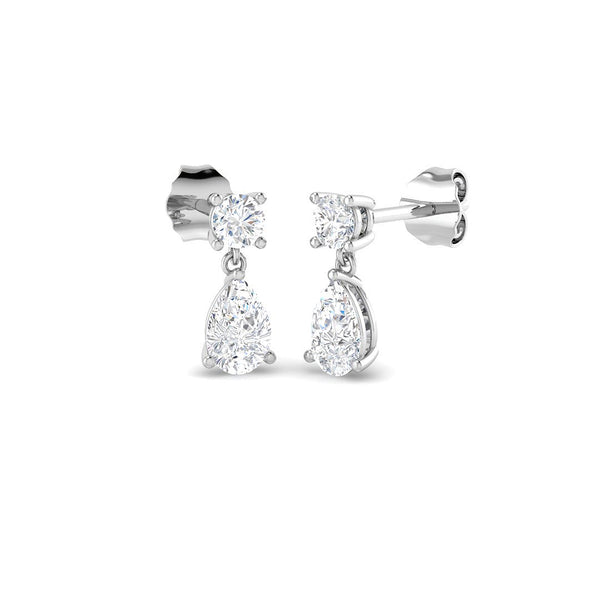 1.06ct Lab-Grown Diamond Pear and Round Claw Drop Earrings