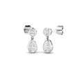 Lab-grown diamond pear and round bezel drop earrings in 9ct White Gold