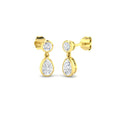 Lab-grown diamond pear and round bezel drop earrings in 9ct Yellow Gold
