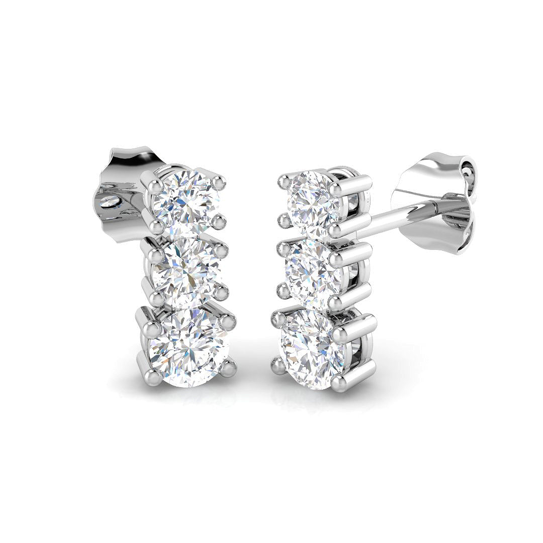 Lab-grown diamond round trilogy drop earrings in 9ct White Gold