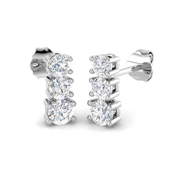 Lab-grown diamond round trilogy drop earrings in 9ct White Gold