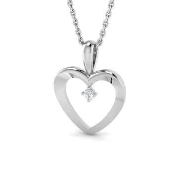 0.02ct lab-grown diamond single-diamond open heart pendant necklace in 9ct white gold