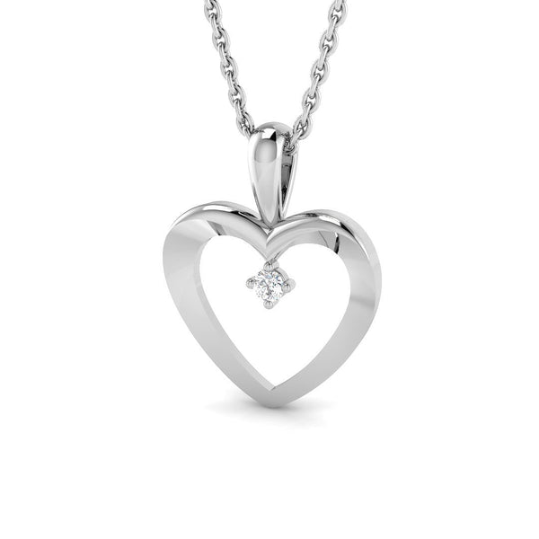 0.02ct Lab-Grown Diamond Single-Stone Open Heart Pendant Necklace