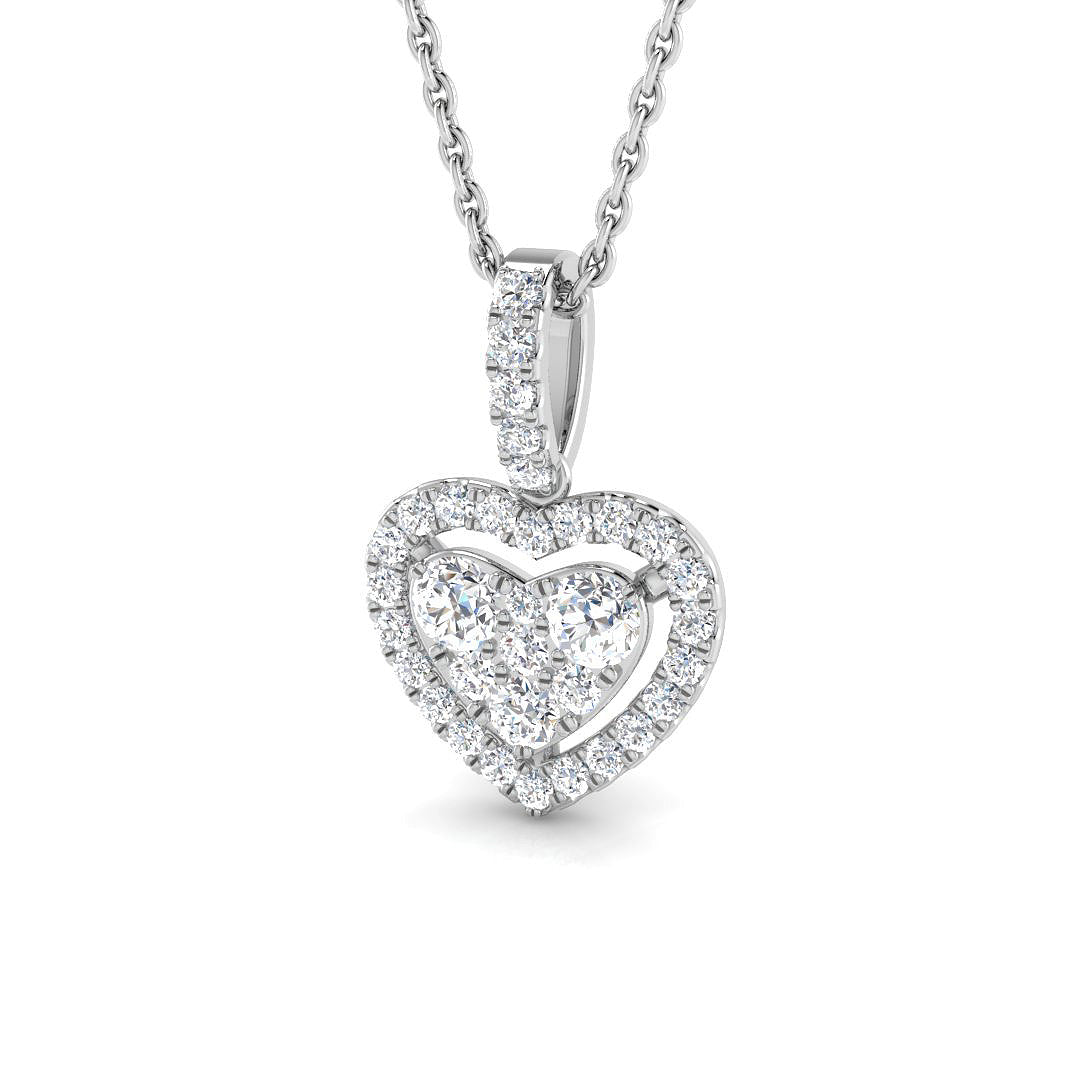 0.44ct lab-grown diamond heart cluster pendant necklace in 9ct white gold