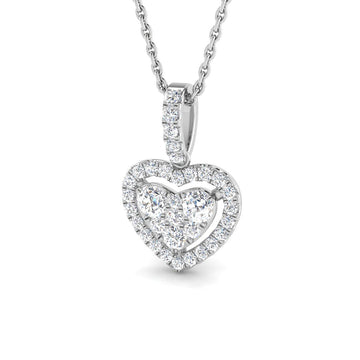 0.44ct lab-grown diamond heart cluster pendant necklace in 9ct white gold