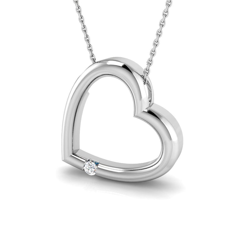 0.05ct Lab-Grown Diamond Offset Open Heart Pendant Necklace