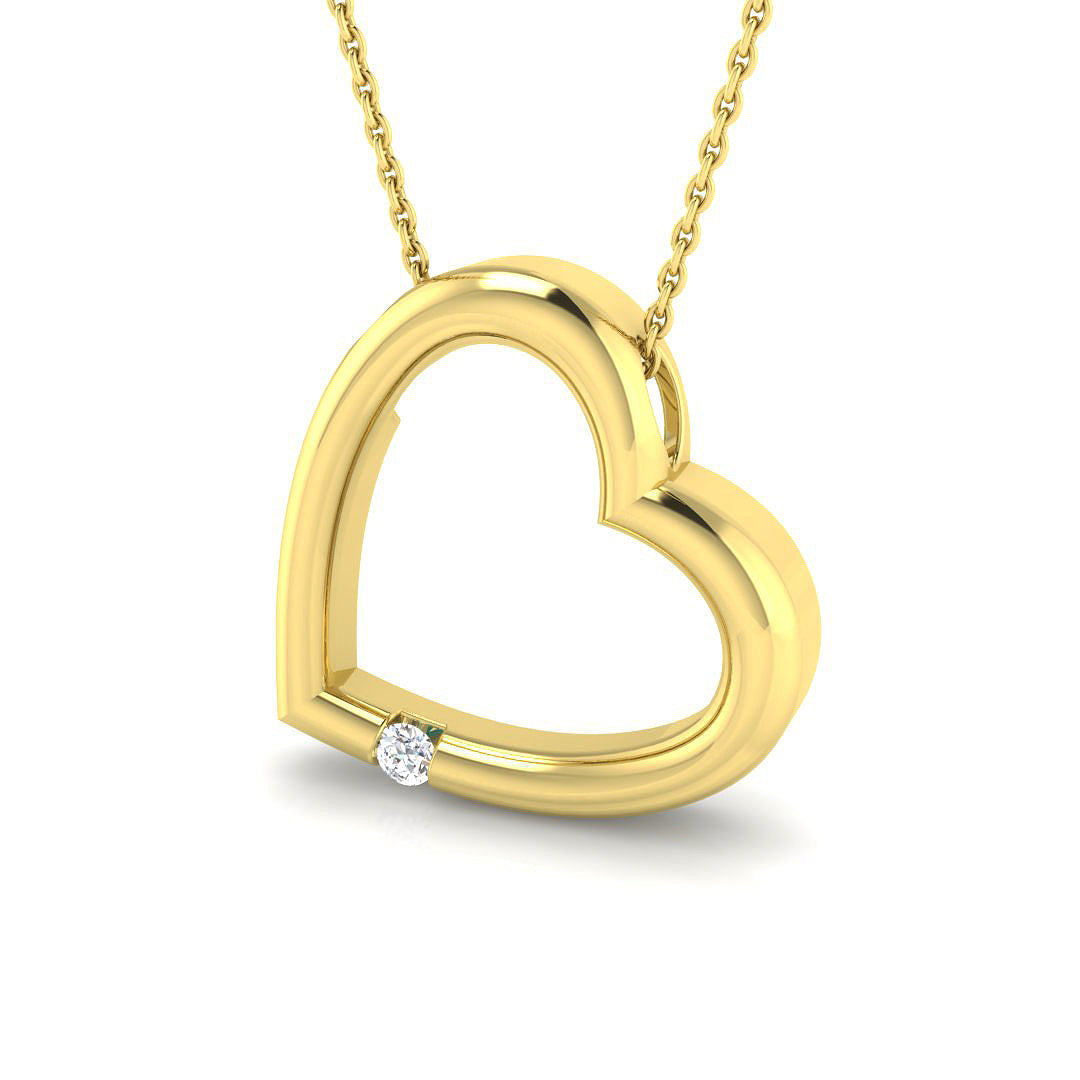 0.05ct lab-grown diamond offset-diamond open heart pendant necklace in 9ct yellow gold