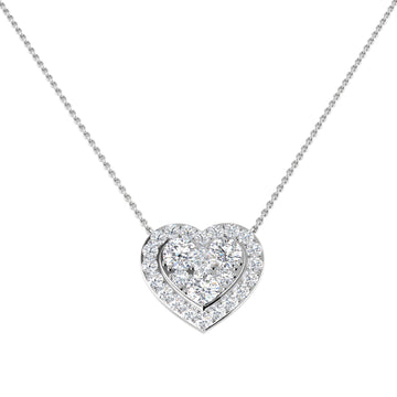 1.7ct lab-grown diamond heart cluster halo necklace in 9ct white gold