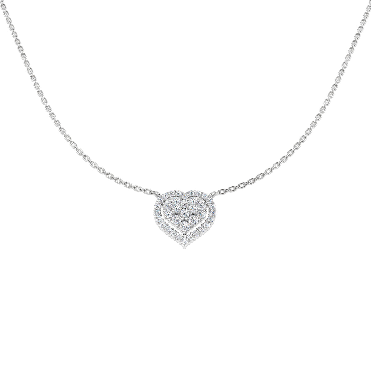 0.54ct lab-grown diamond double heart cluster necklace in 9ct white gold